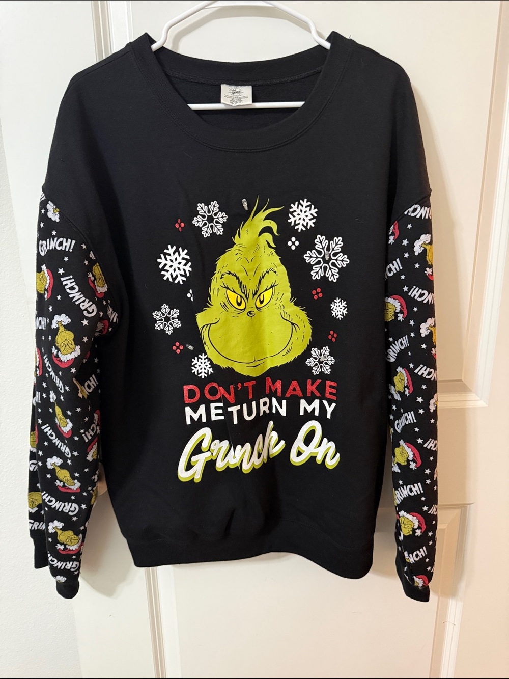 Black Long-Sleeve Tee with Lights on front.  See pictures. Grinch Graphic